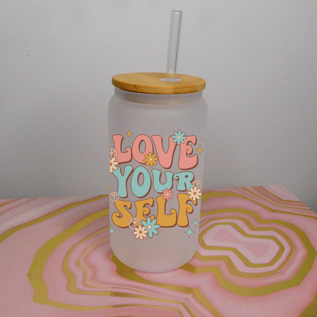 Love Yourself Retro Glass