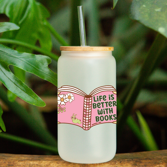Life is Better with Books Glass
