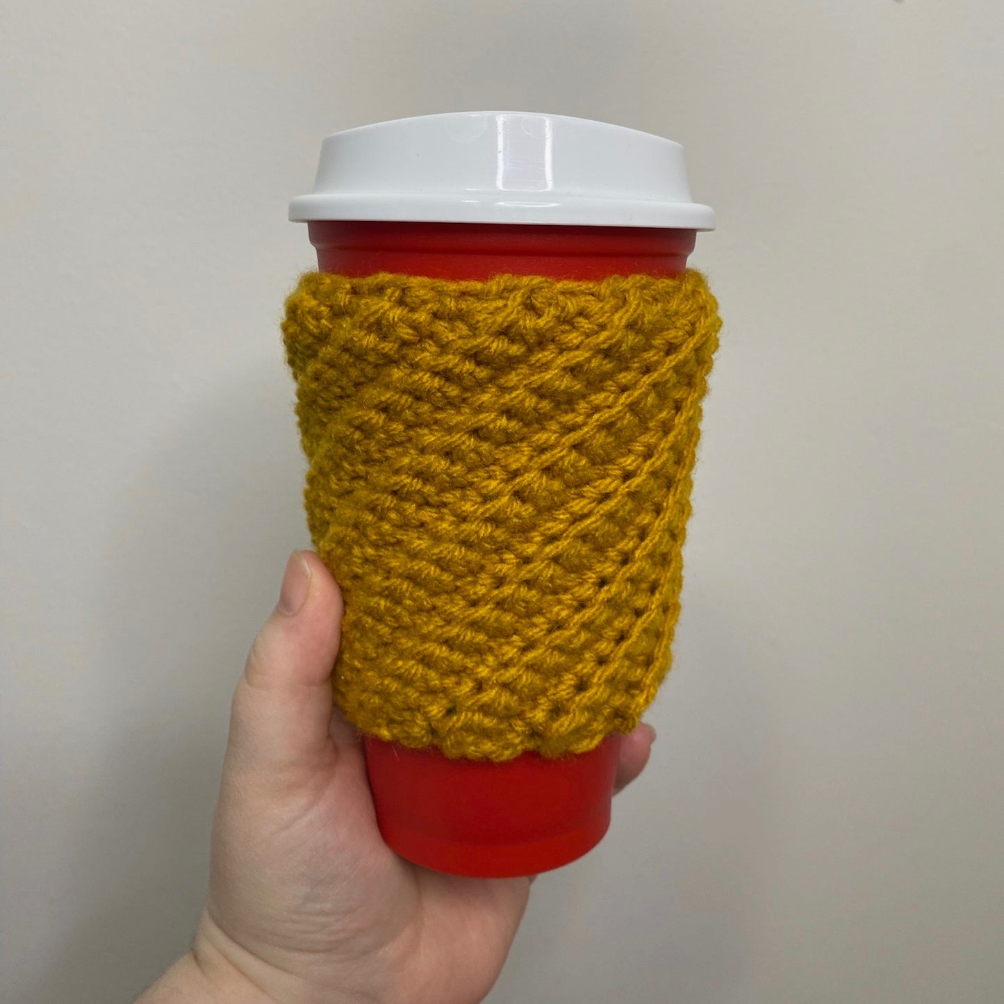 Yellow Crocheted Cup Cozy